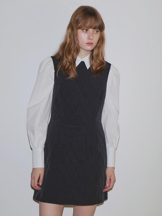 [단독기획] QUILTED MINI DRESS / BLACK