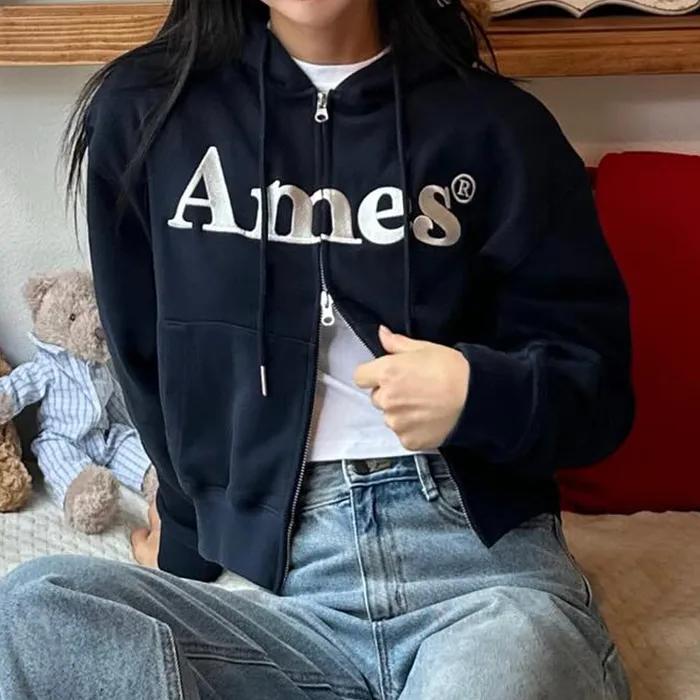 BASIC LOGO HOODIE ZIP UP NAVY