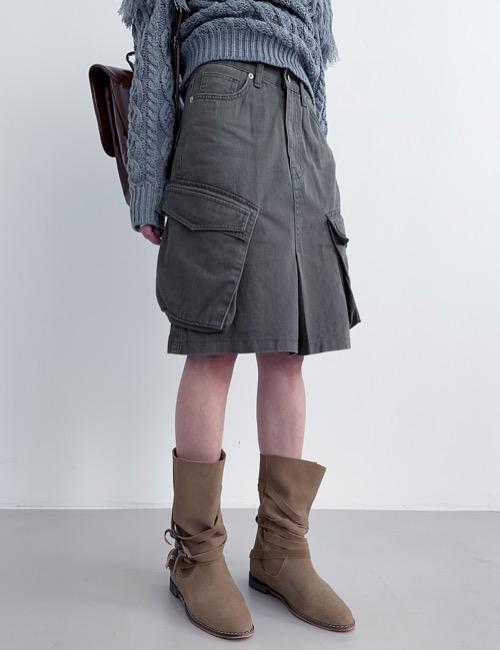 vintage cargo midi cotton skirt