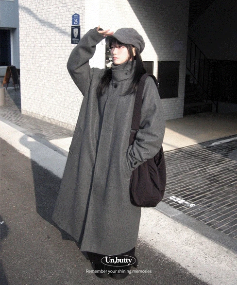 dent high neck maxi coat
