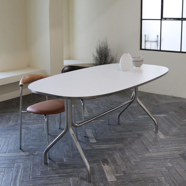 라미네이트 크롬 어라운드 화이트 테이블 C