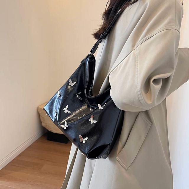 [디자이너백] 스틸 버터플라이 비건 오일리 크로스겸 숄더백 데일리백