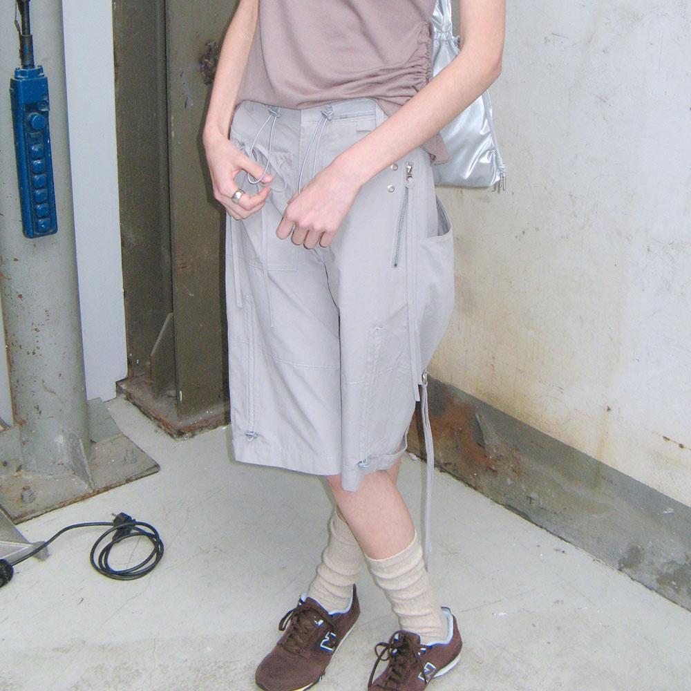 Strap Trimming Cargo Pants [Gray]