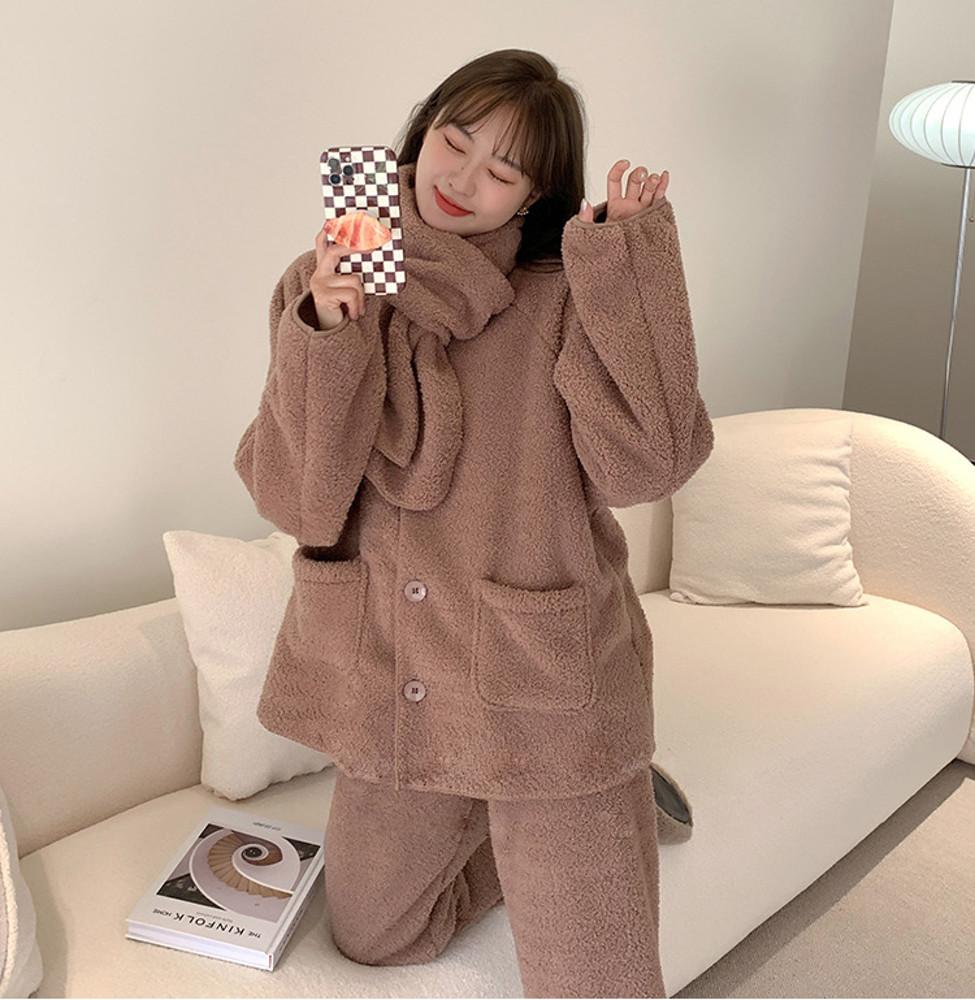 양털 수면잠옷 극세사잠옷 겨울 머플러세트