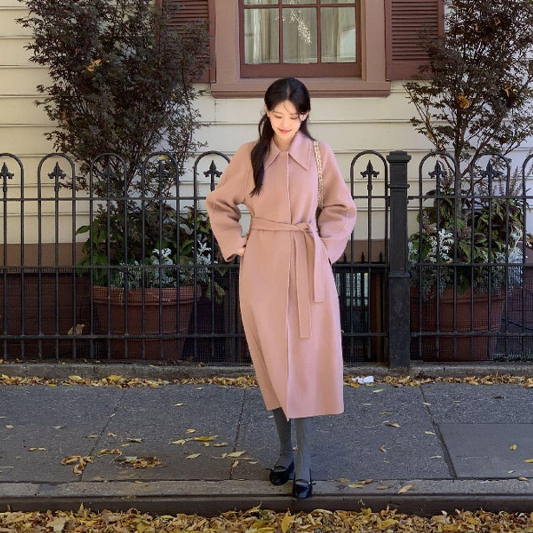 [25% 할인 쿠폰] [프롬리리컬] [울90%] (스트랩set/하이퀄리티/고급미) 에르네 히든 싱글 울 핸드메이드 롱 겨울 코트 ct1615