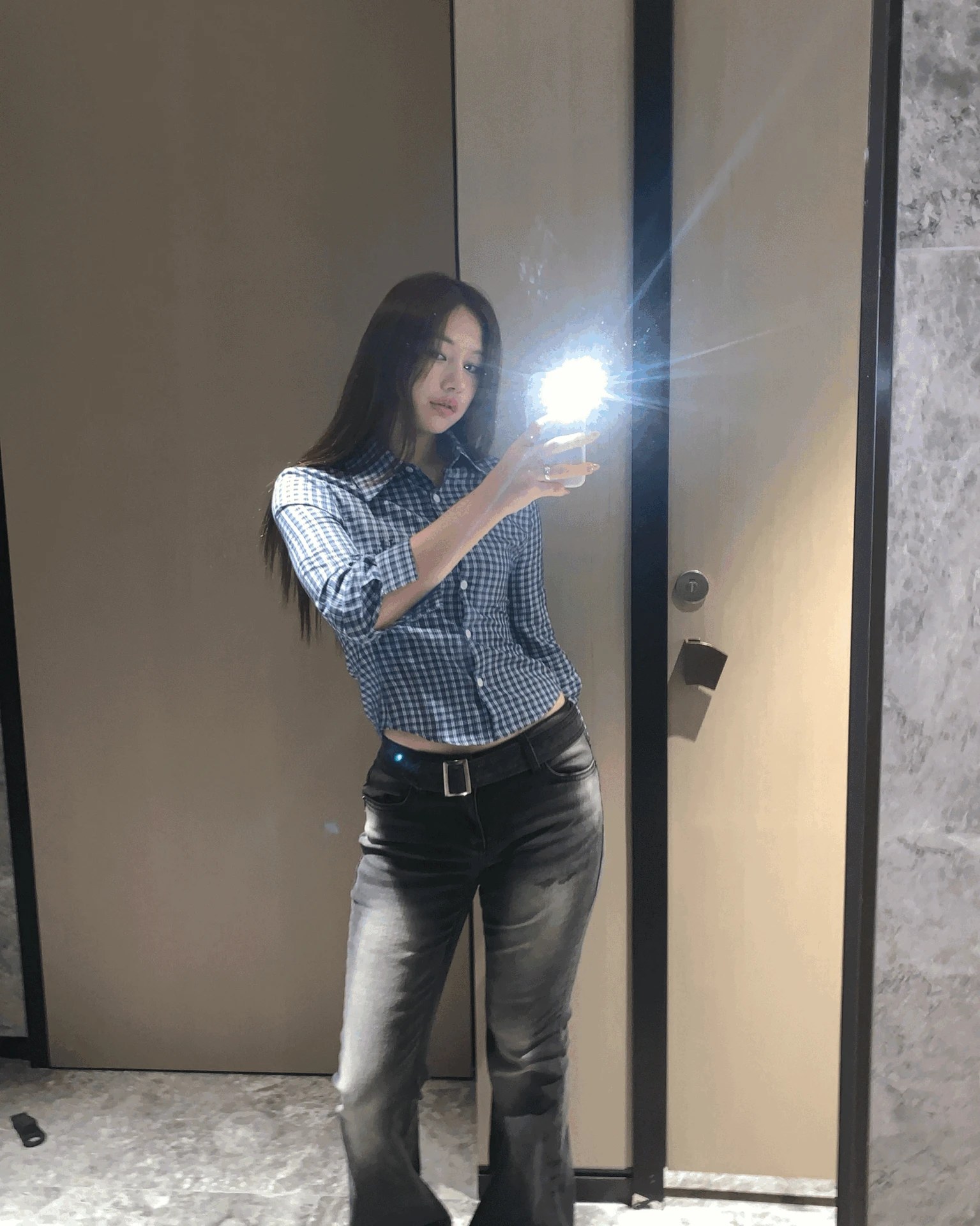 [HWS] 하이원스 체크 7부 슬림핏 셔츠 3color