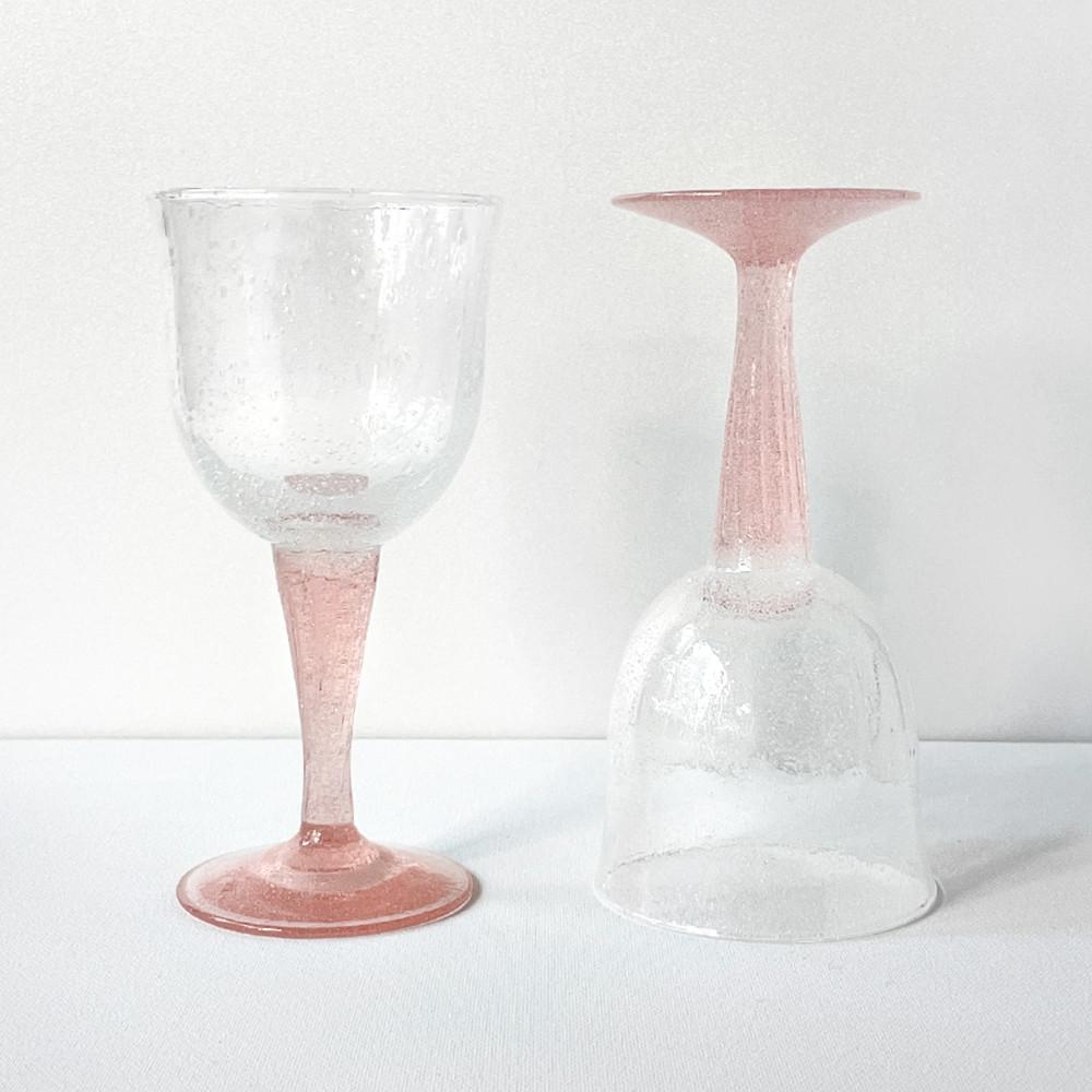 [HANDCRAFTED] 핑크 버블 고블렛잔 [Pink Bubble Goblet Glass]