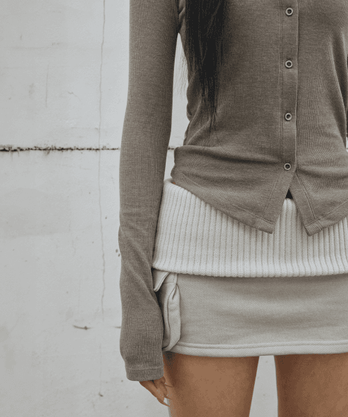 Folded Knit Skirt Shorts / Light Grey