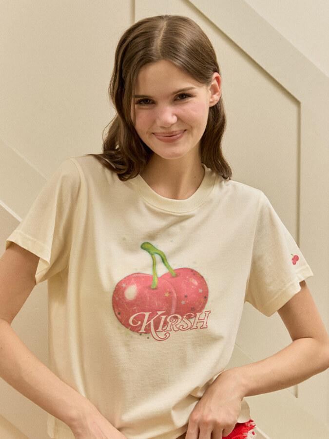 키르시 멜로우 스탠다드핏 체리 티셔츠 [라이트 옐로우]
