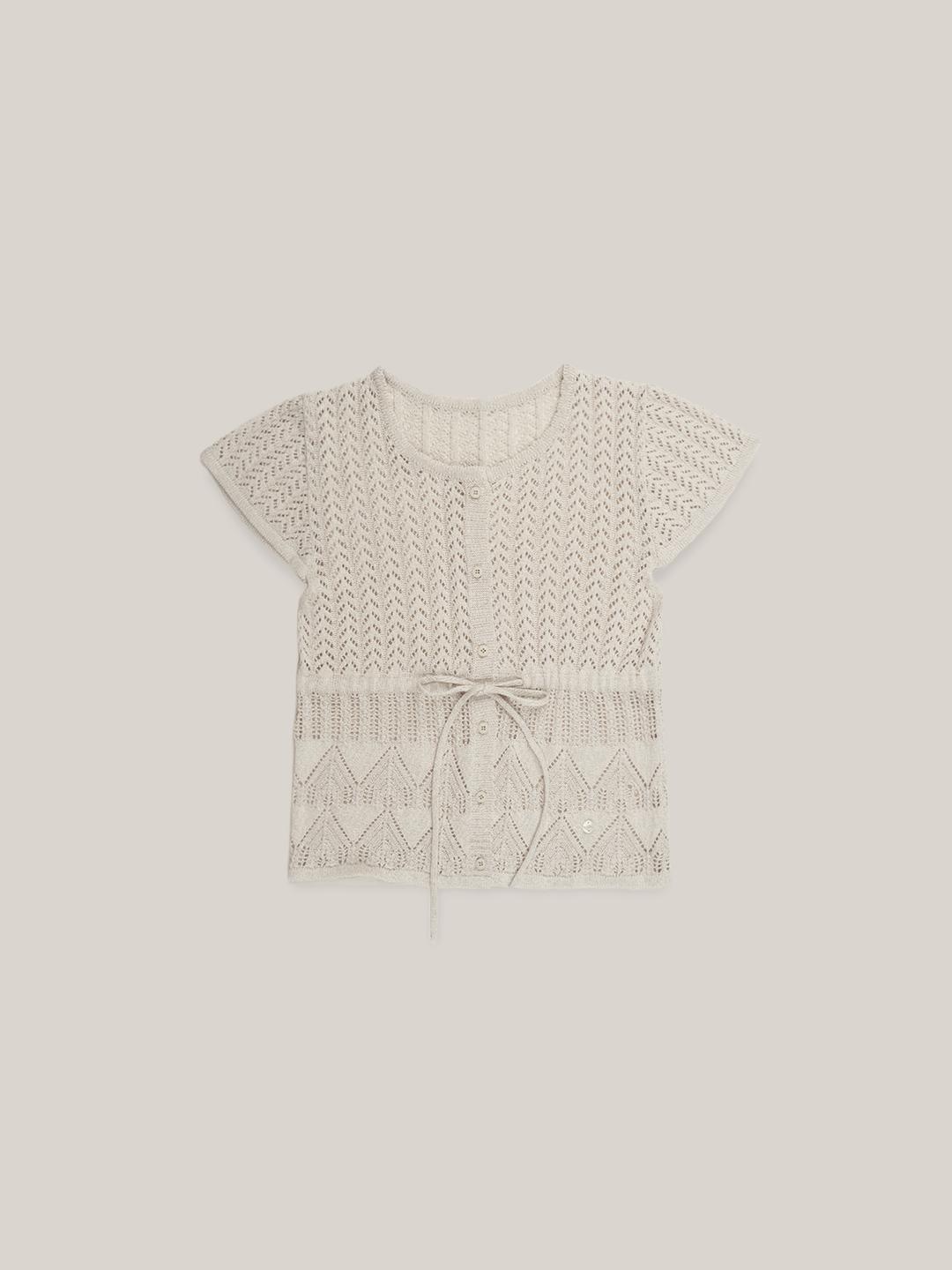 CROCHET TIE CARDIGAN  [ GRAY ]