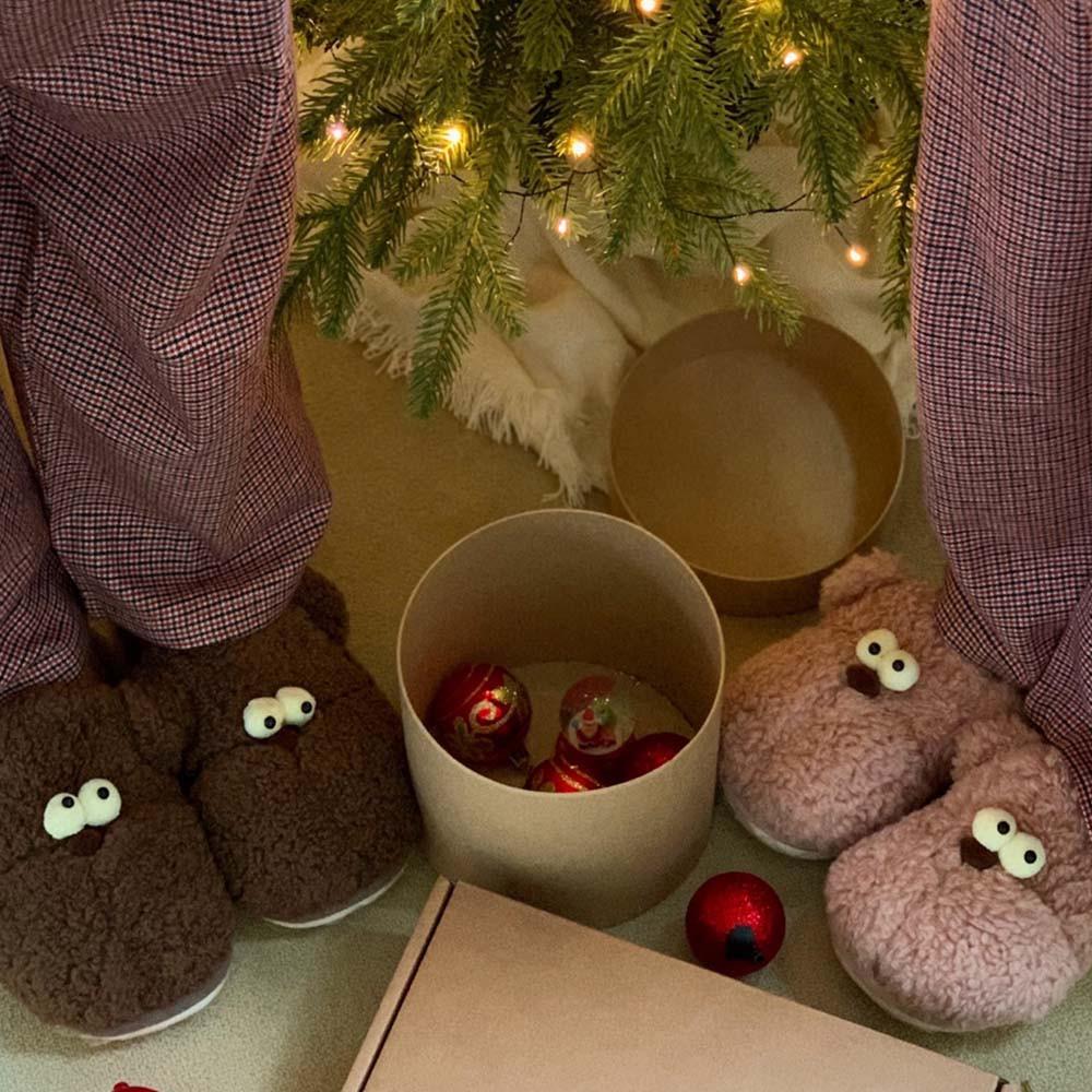 [털실내화] 겨울 실내화 커플 따뜻한 사무실화 겨울 선물 홈웨어