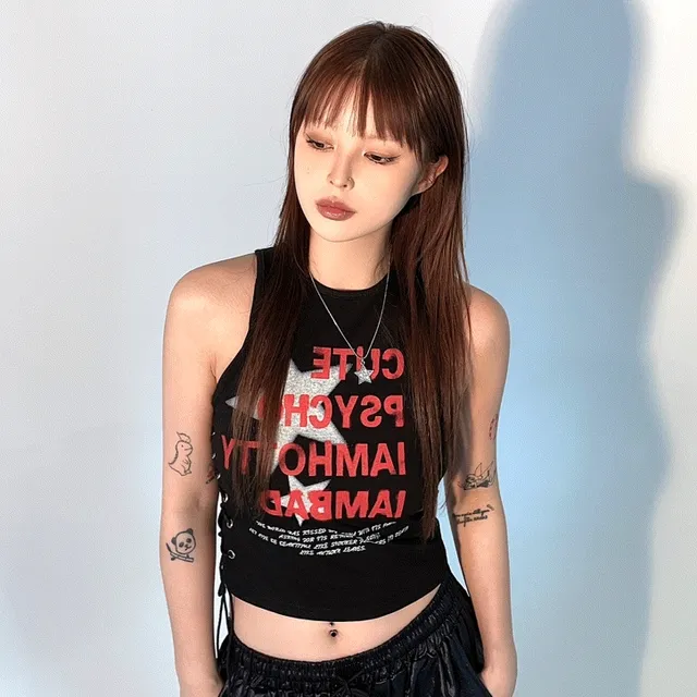 star contrast printed sleeveless(2 color)