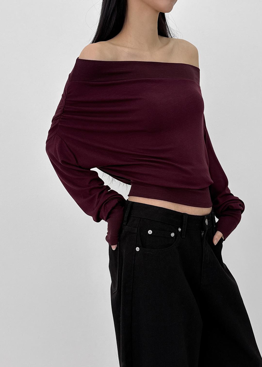 스플릿 셔링 원숄더 긴팔티