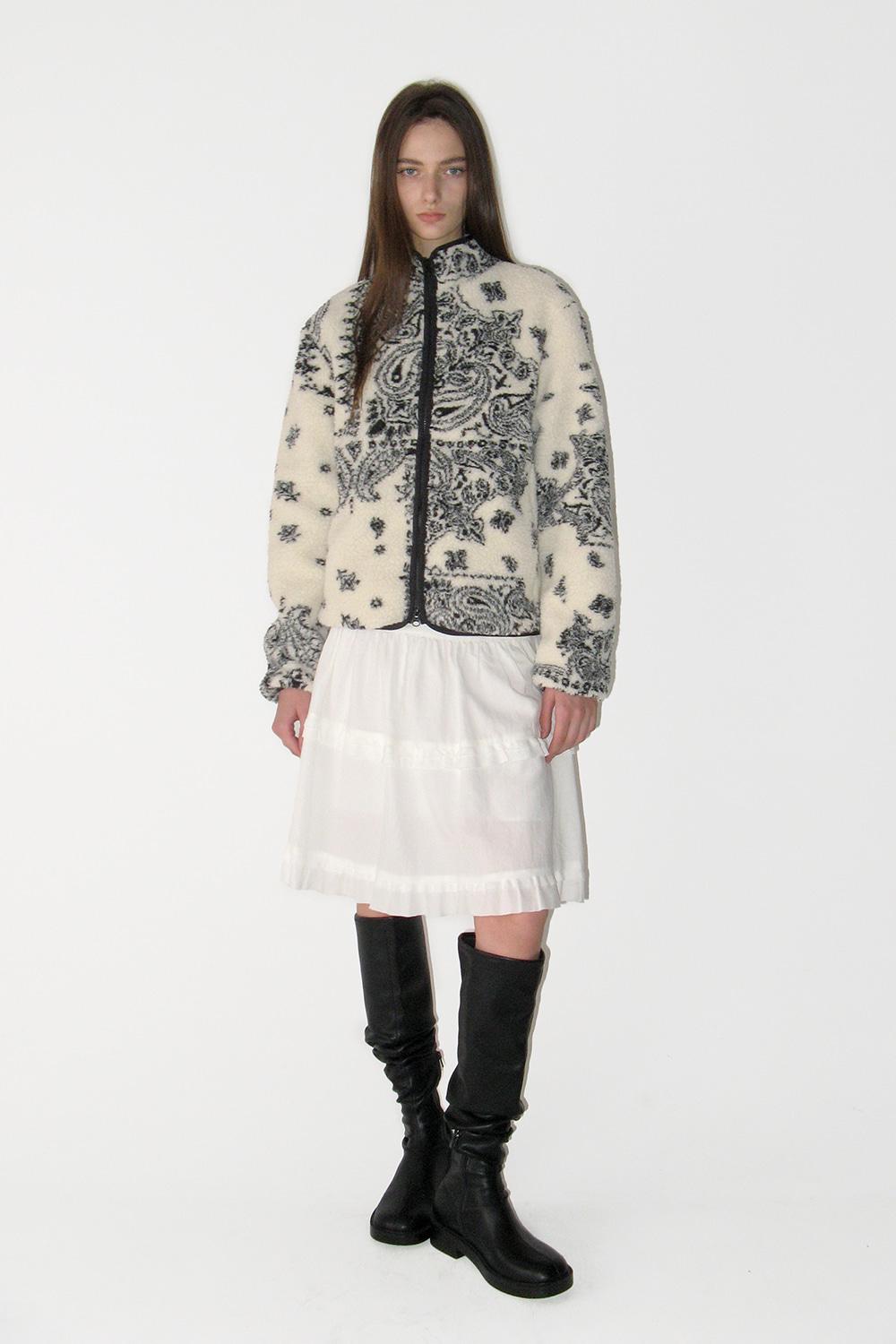 Paisley Fleece Zip-up, IVORY