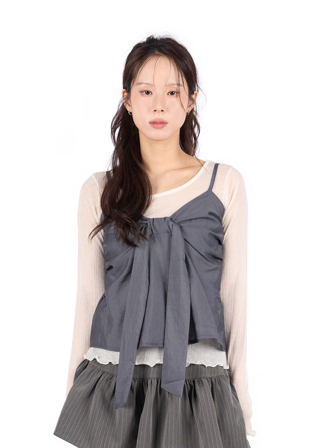 GLOSSY RIBBON SLEEVELESS