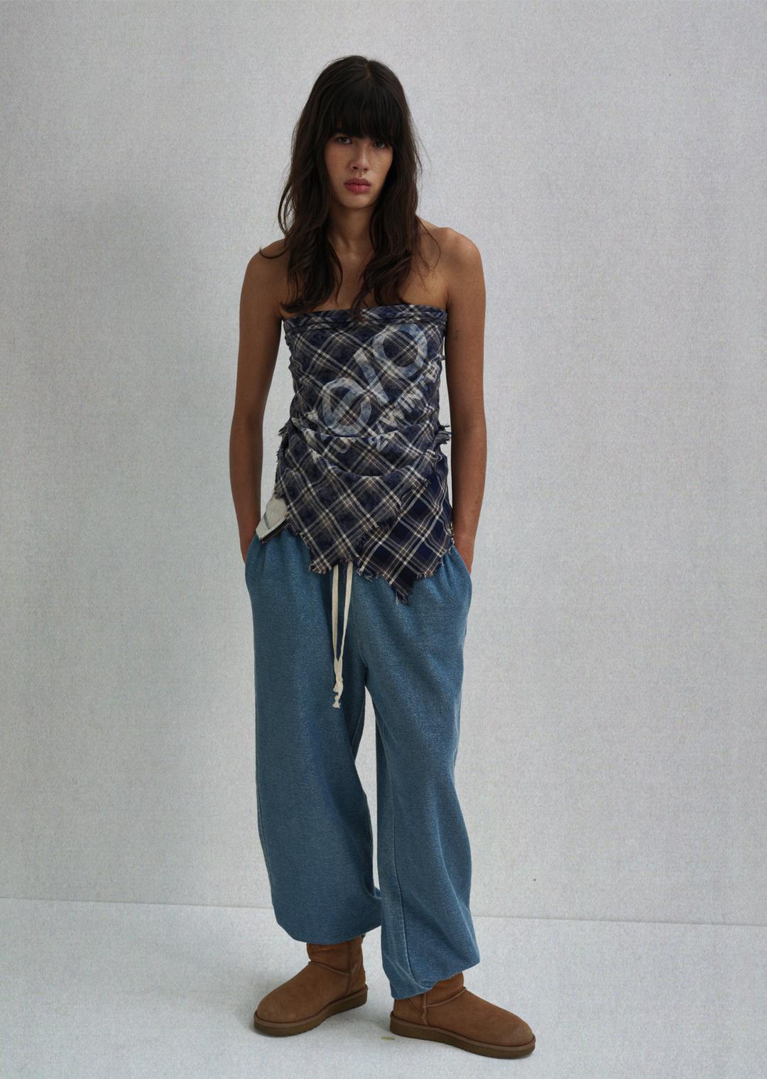 [10/17 DELIVERY] WASHED CHECK SCARF BLUE
