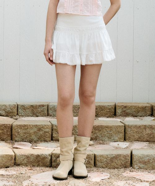 DOUBLE LACE MINI SKIRT WHITE