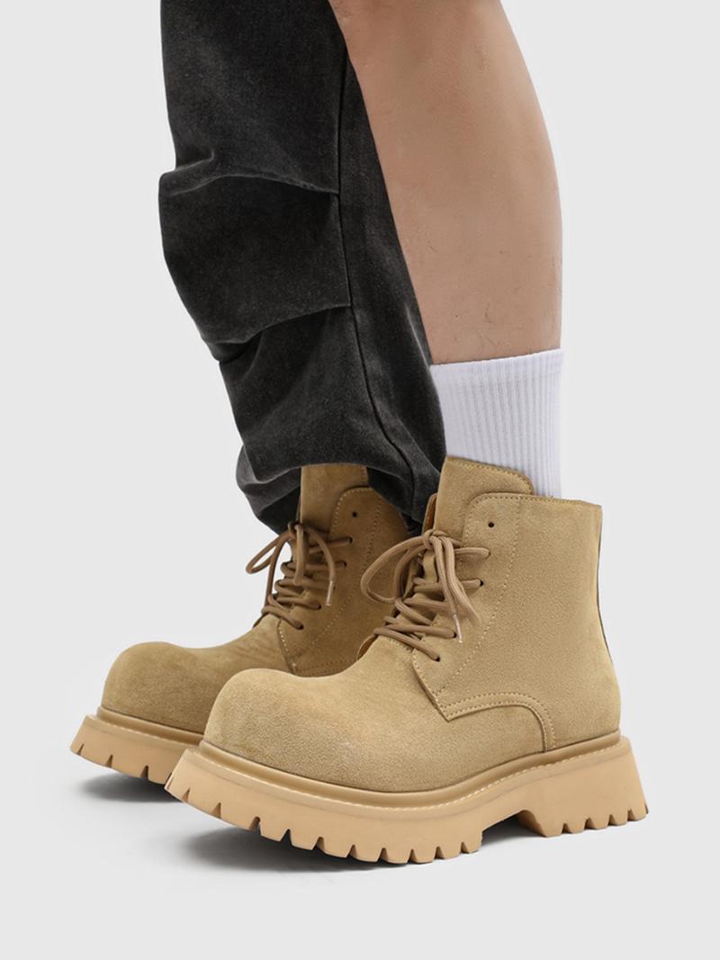 Rhubard Round Toe Suede Derby High Top Shoes (2Color)