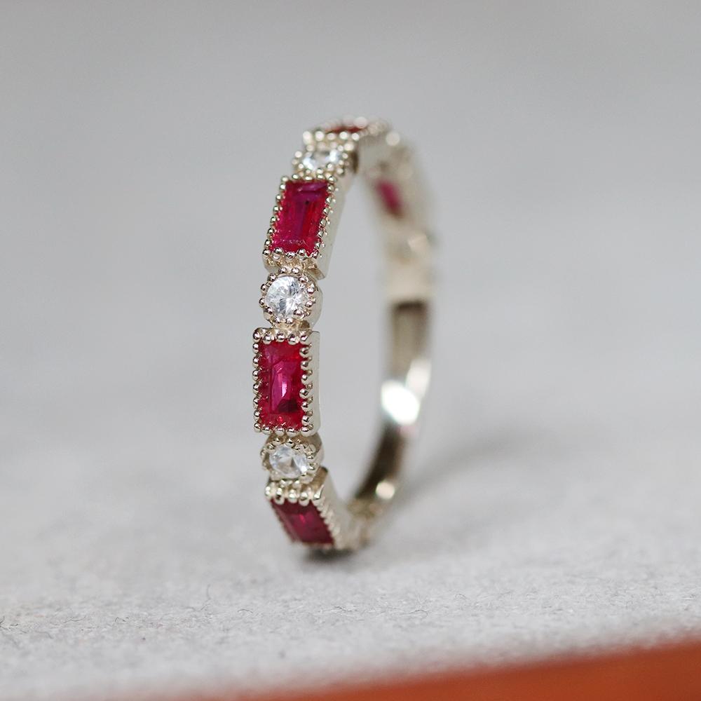 baguette point ruby daily ring