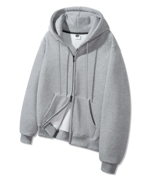 [더블코튼/기모] 무지 레귤러핏 투웨이 후드집업 AZH673 (4 COLOR)