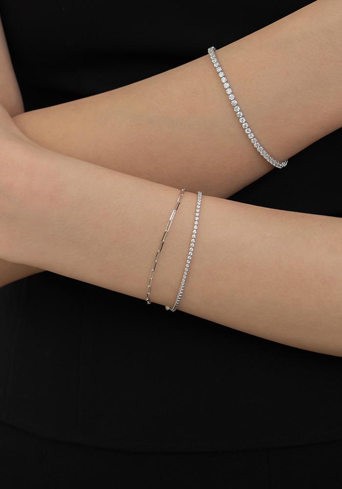 [White Gold] Double Cubic Bracelet