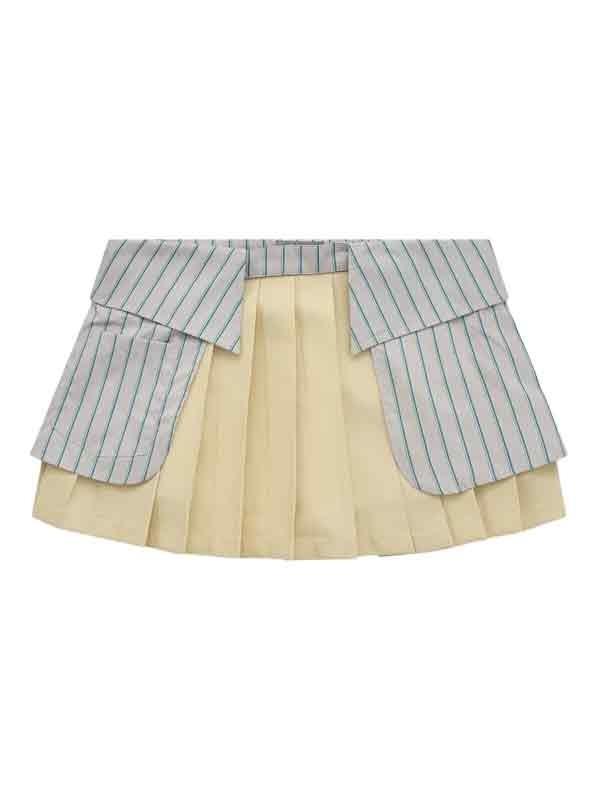 스트라이프 칼라 미니 스커트