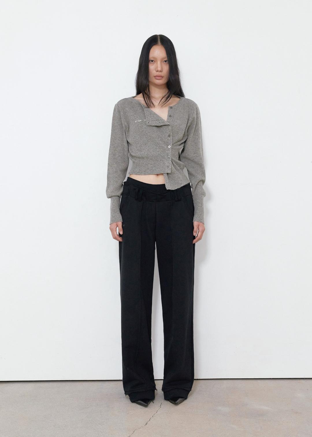 UNBALANCED KNIT CARDIGAN, KHAKI