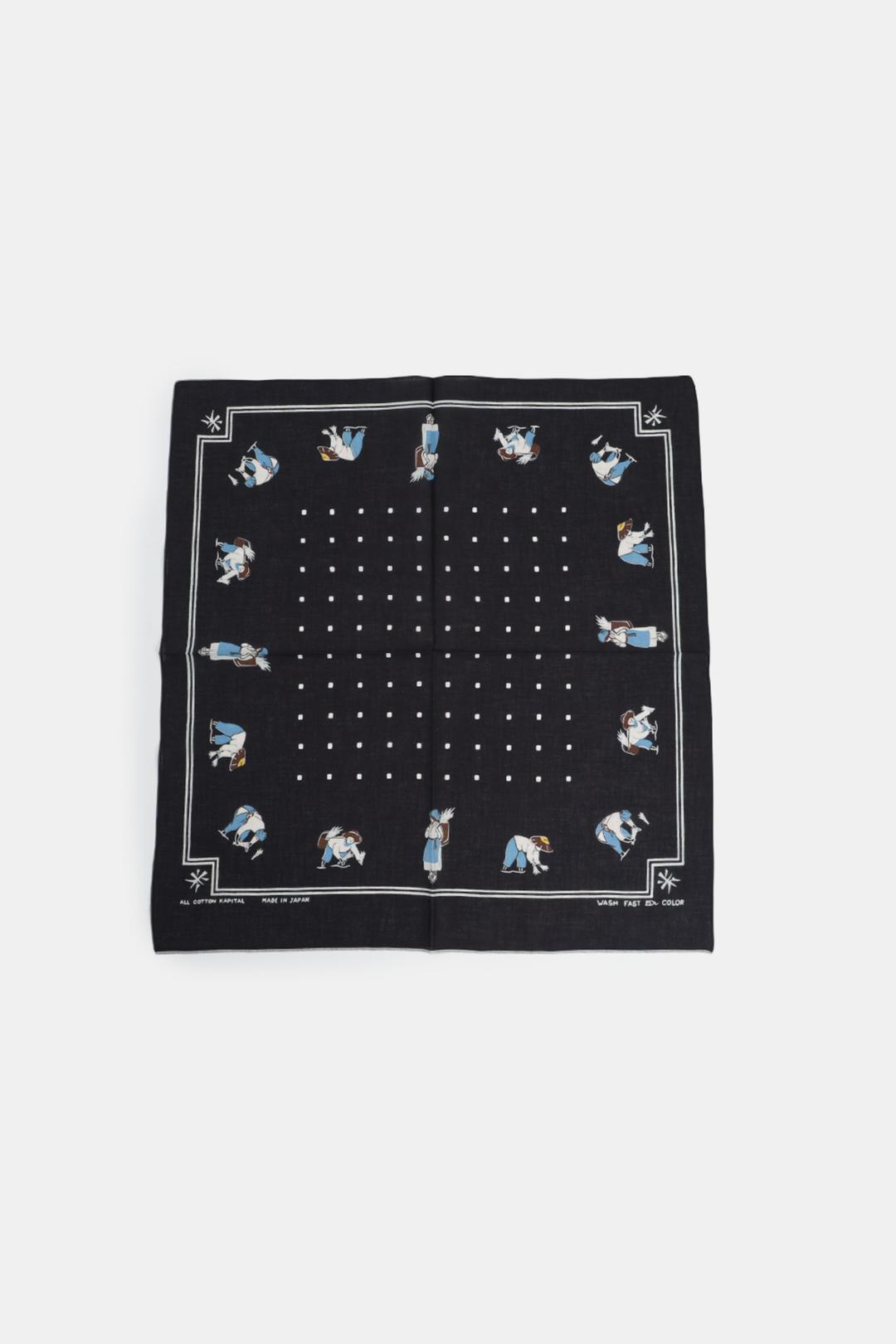FASTCOLOR SELVEDGE BANDANNA (RICE SEEDING) 20X20 BLACK