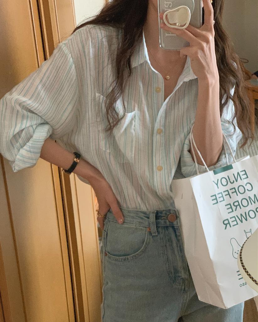 [Youli] 리아 스트라이프 셔츠 / 1color