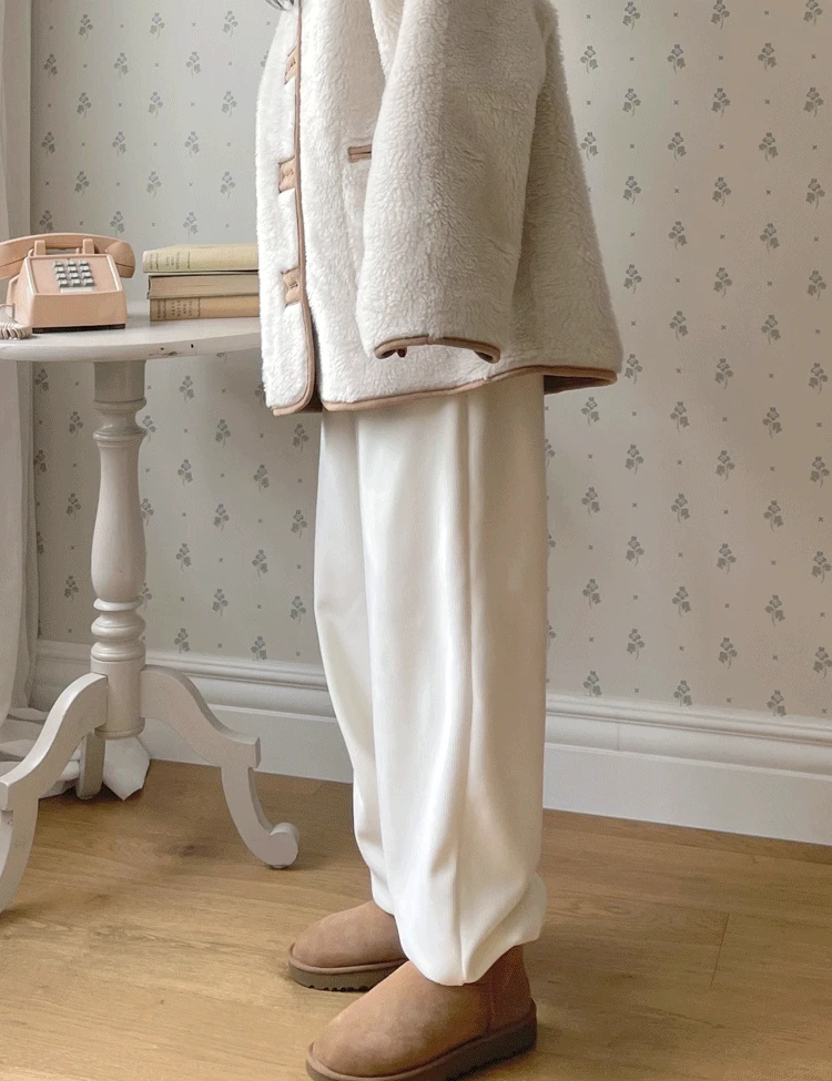 투웨이 골지 스트링 밍크 기모 밴딩팬츠 조거팬츠(2color)