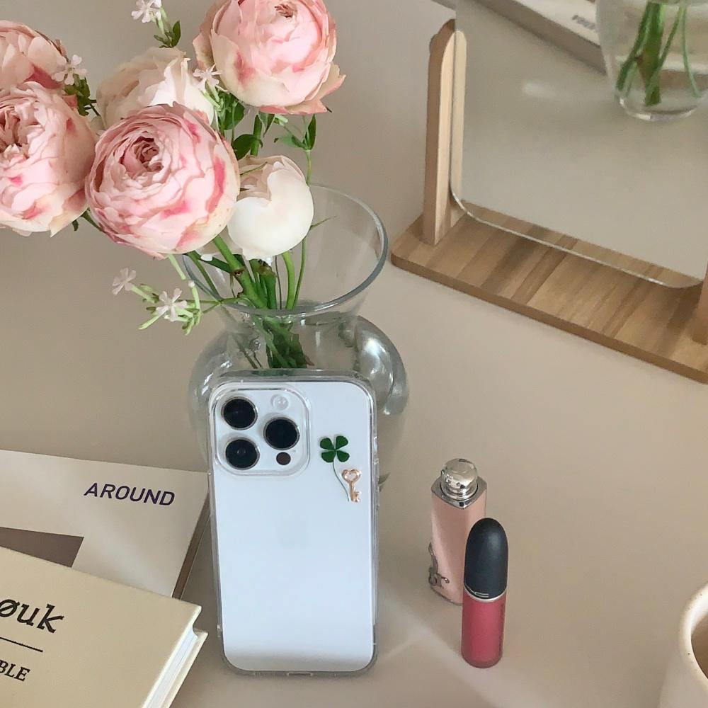 (~10/22)데일리 네잎클로버 열쇠 젤하드 레진 케이스 / 심플 폰 아이폰 삼성