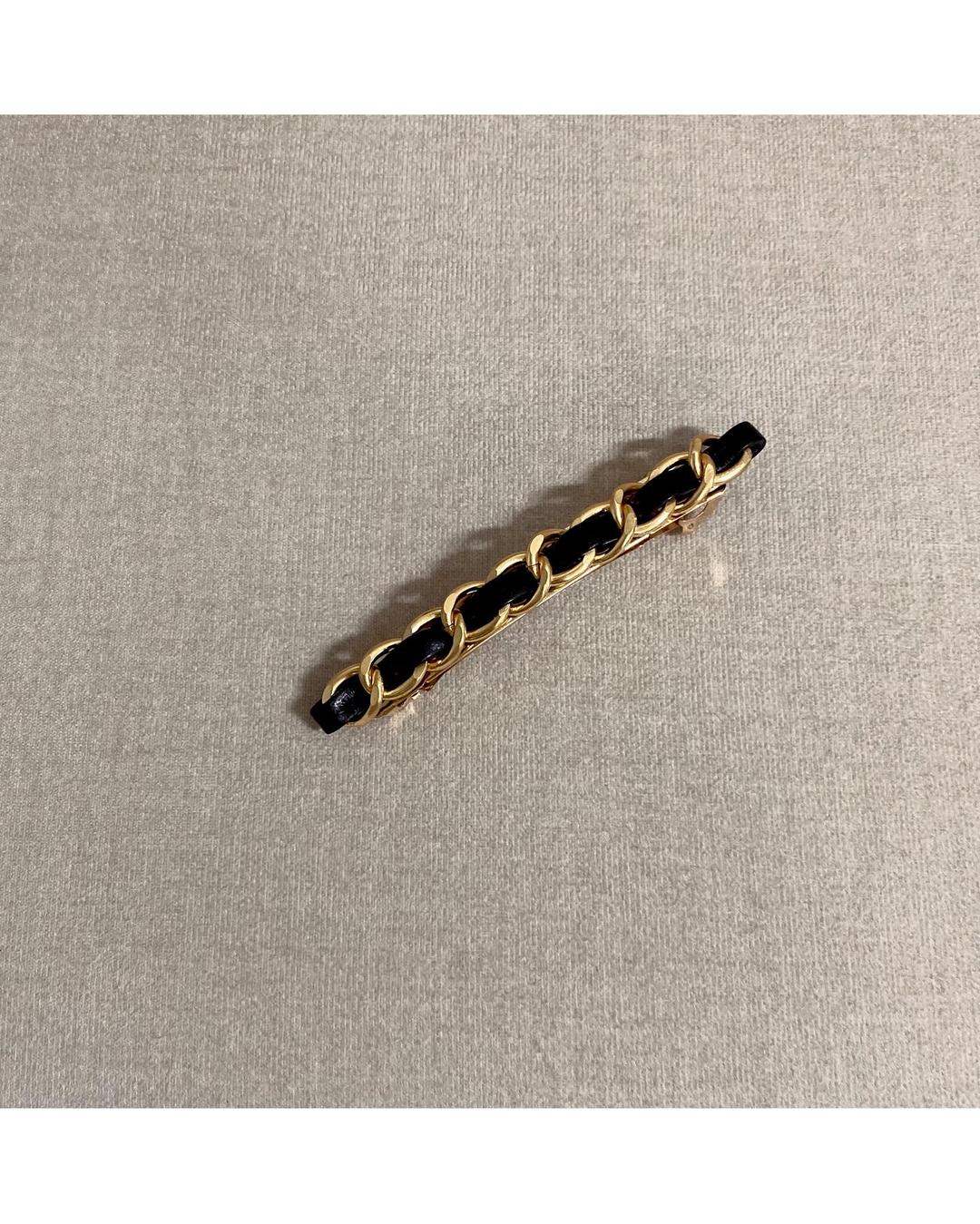 Leather chain hair clip no.24