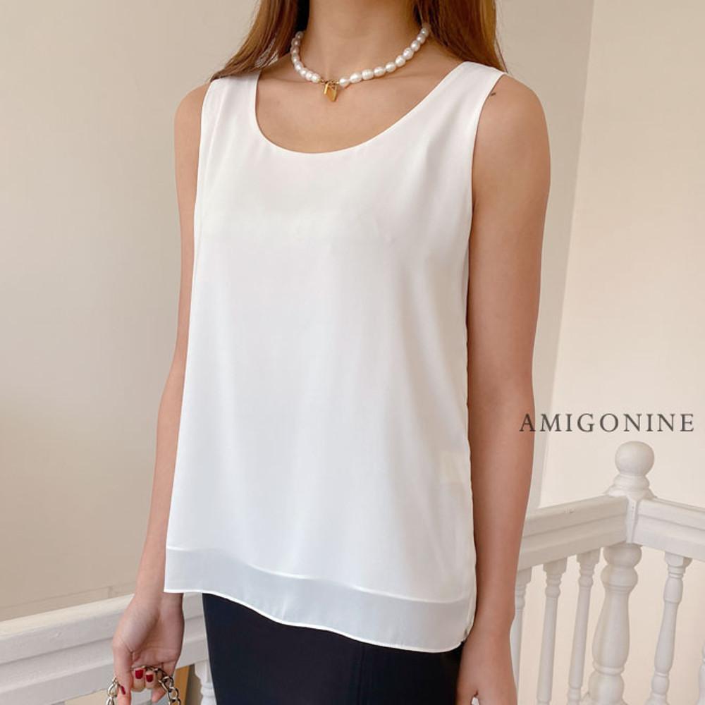 [당일] 쉬폰 이중 민소매 나시블라우스/ 면접블라우스 정장나시