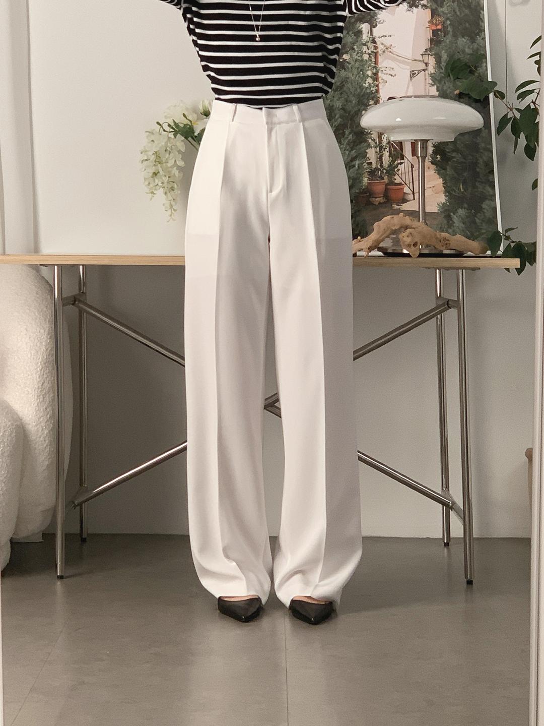 사색 런던 릴렉스드-스트레이트 트라우저 (오프 화이트)