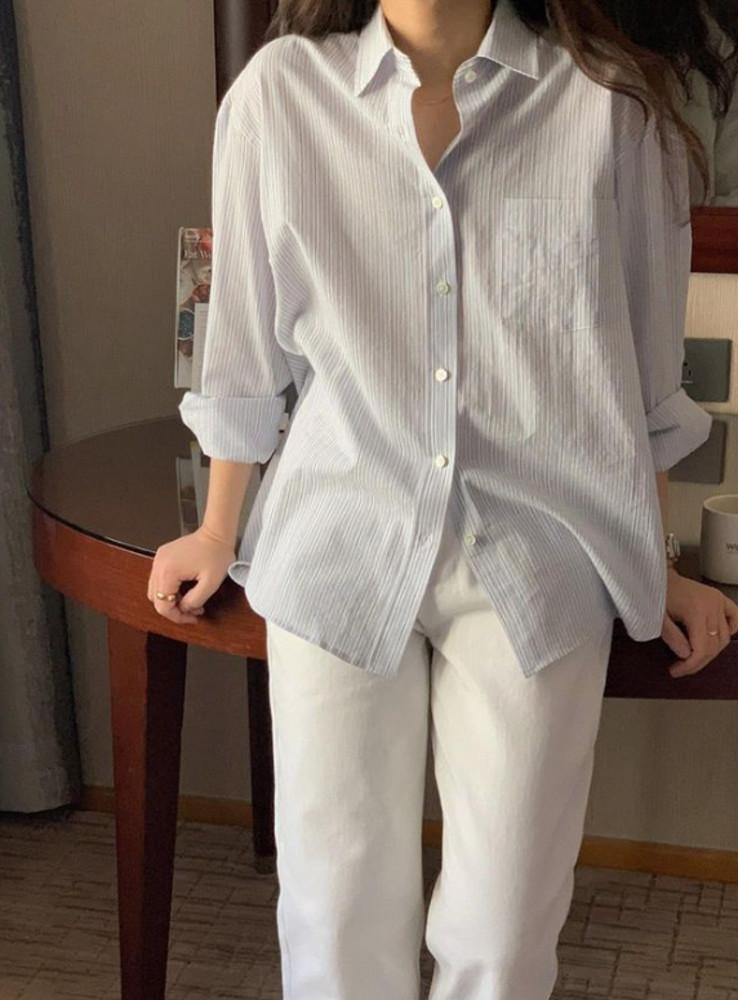 monique 모니크 네추럴 스트라이츠 셔츠