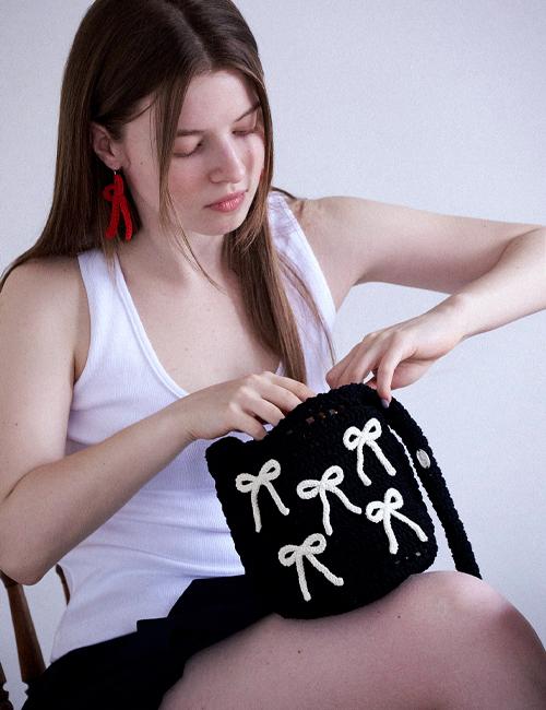 No.198 / Ribbon Crochet Bucket Bag