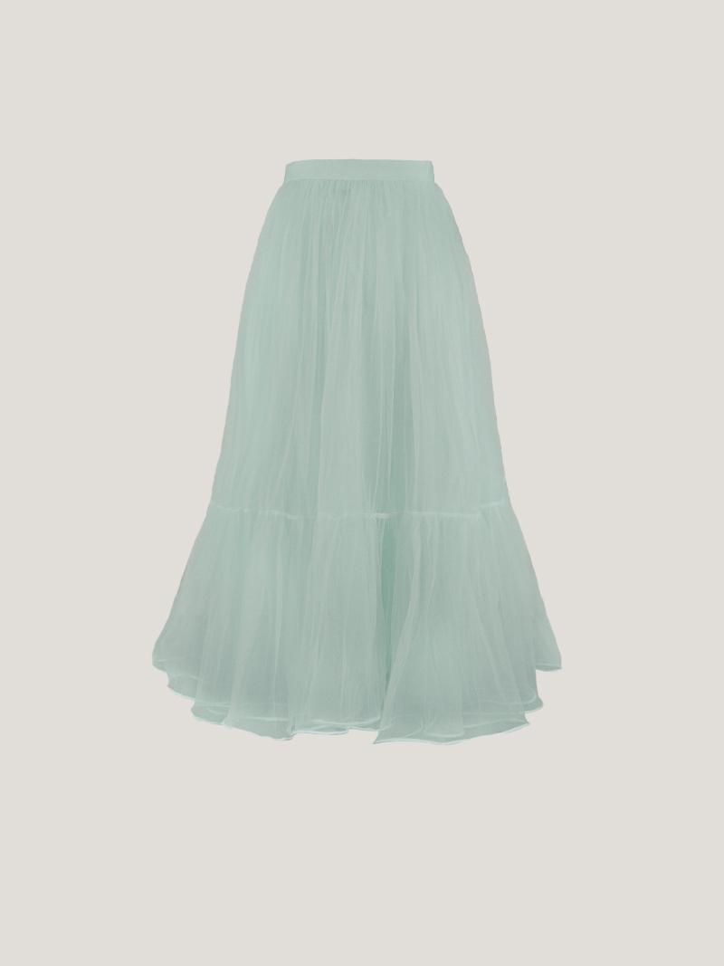 [반티아002] *여름한정*워터민트 더블 레이스 샤 스커트 (기장선택)