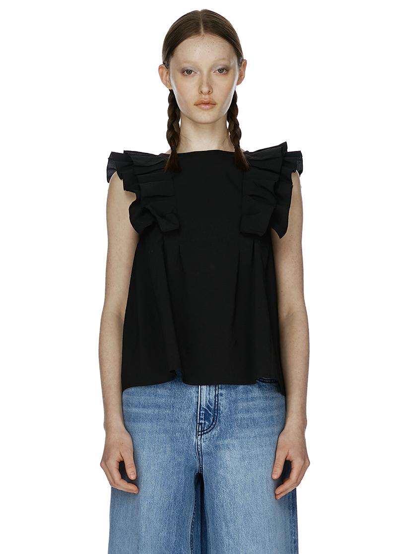 RUFFLE FLARED TOP (BLACK)
