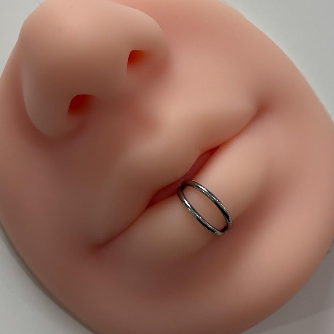 [서지컬스틸] 더블 라인 세그먼트 링(기본/꼬임, 입술 착용 추천)