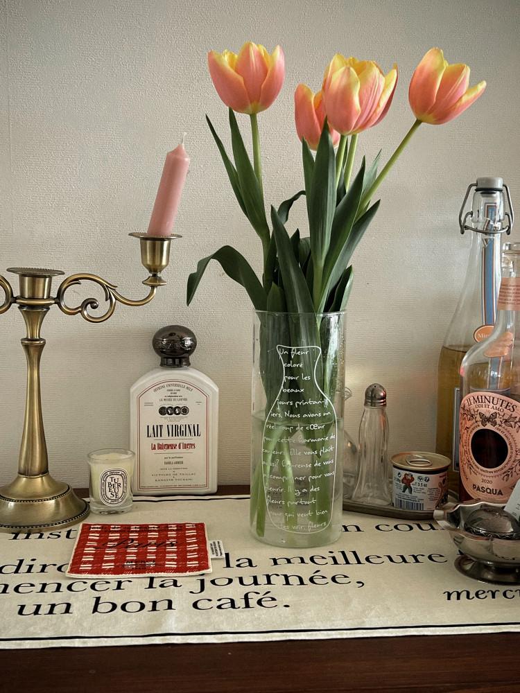 Un fleur vase /레터링 홈카페 유리 프렌치 화병
