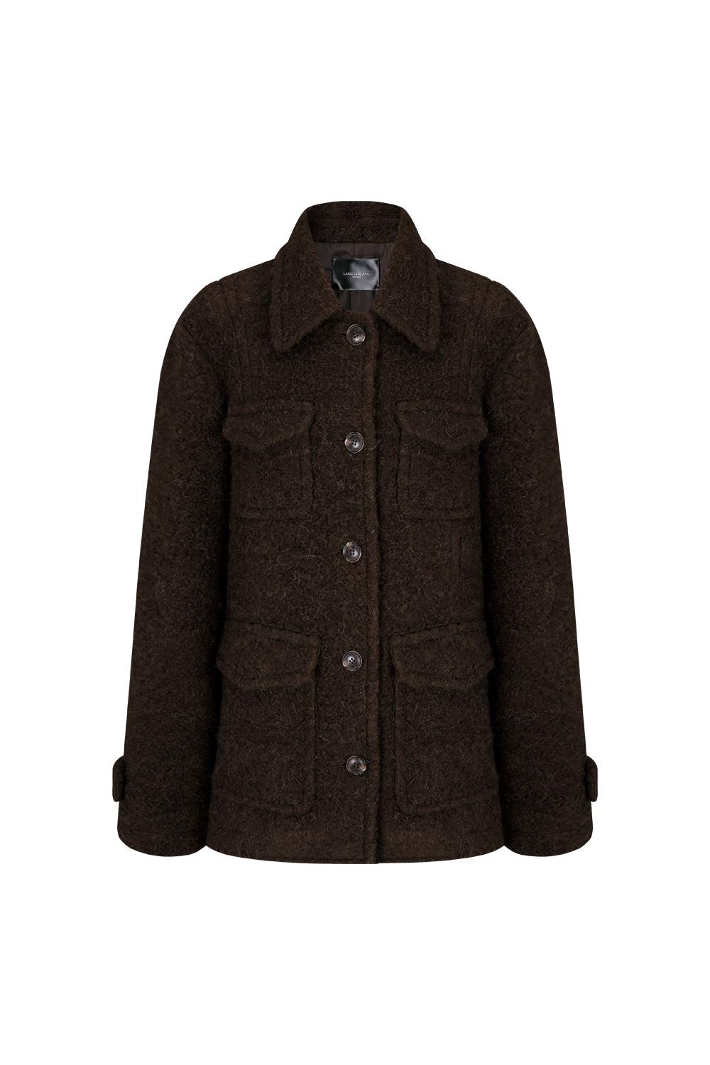 허쉬 부클 하프 코트 브라운