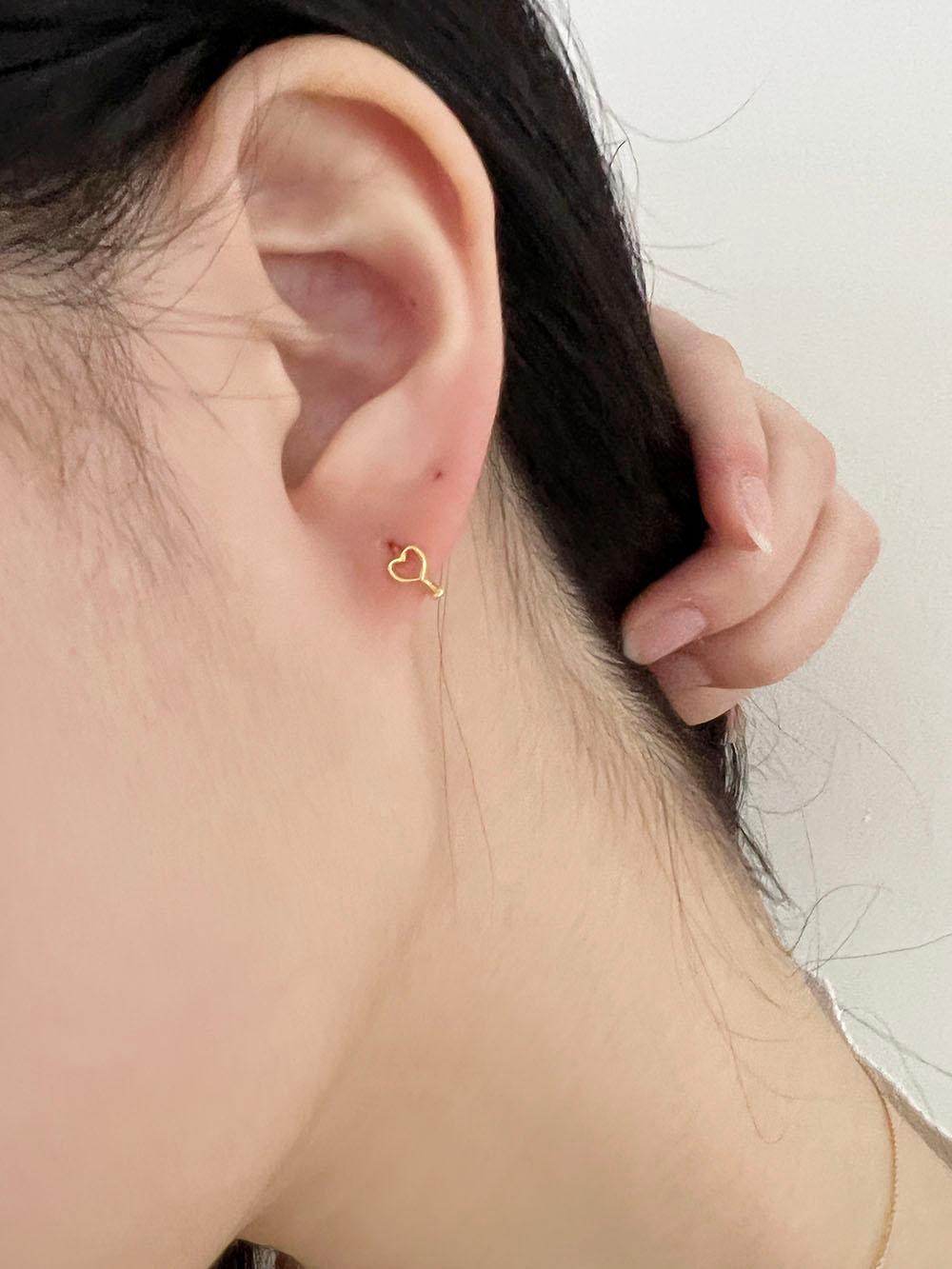 챠밍 하트 원터치 링 귀걸이