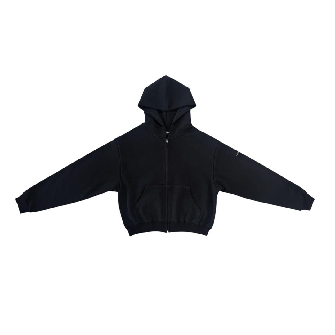 25-001 HEAVY WEIGHT COTTON ZIP HOODIE (BLACK)