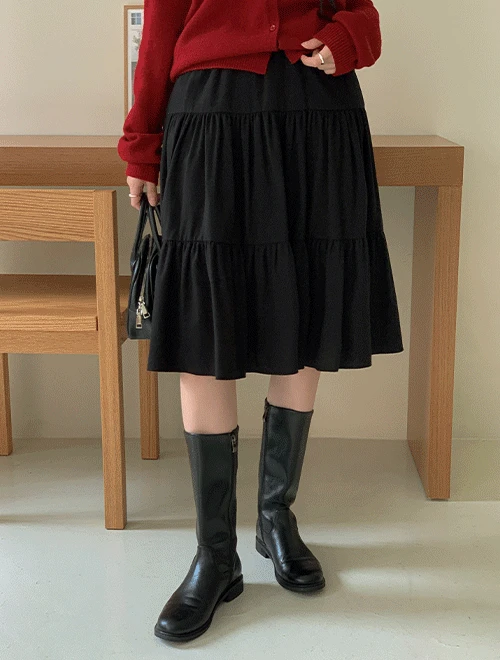 [기획특가]휴즈 데일리 캉캉 밴딩 미디 스커트