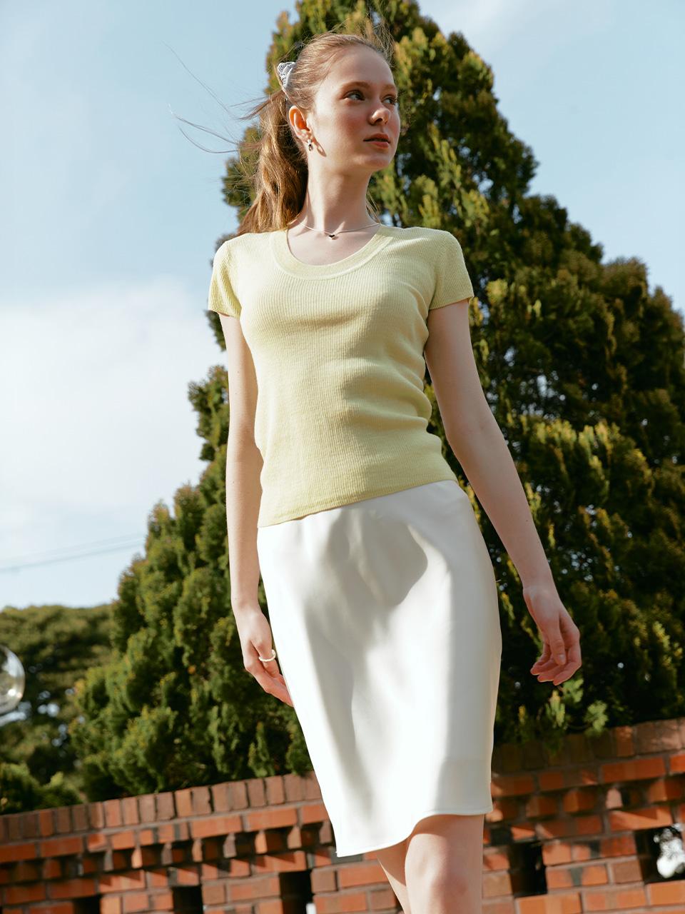 LOONY cotton scoop neck knit_green
