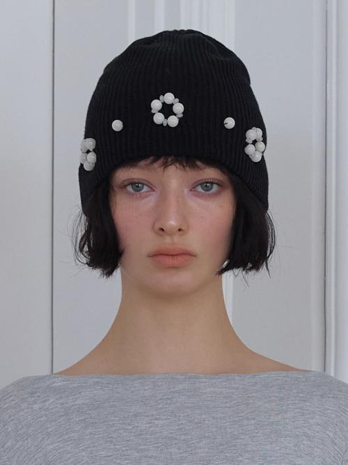 ORBIT BEAD BEANIE - BLACK