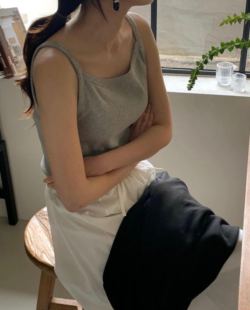 검 당일 / BR 브런치 벨 나시 코튼 슬리브리스 민소매 끈나시 티셔츠