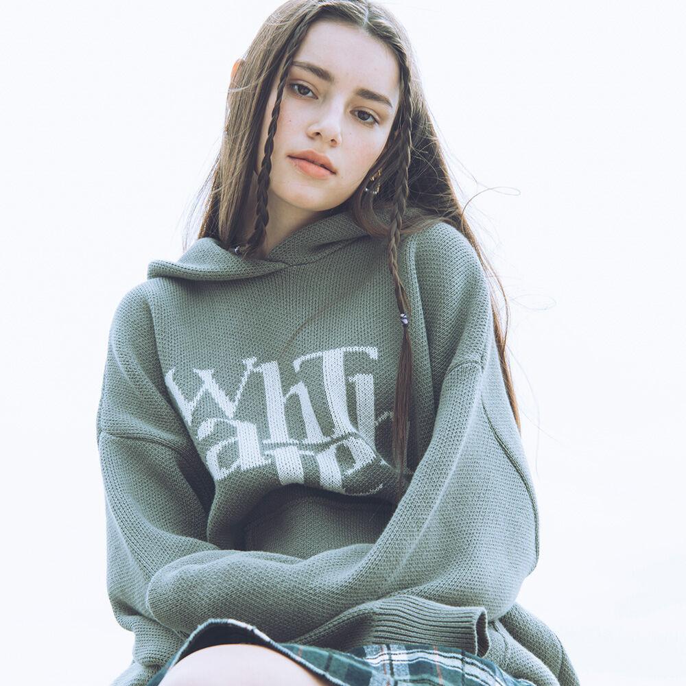 왓더웨어 니트후드티 올리브