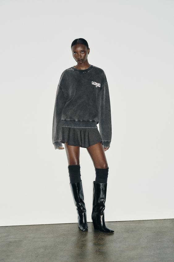 핀 스트라이프 프릴 미니 스커트