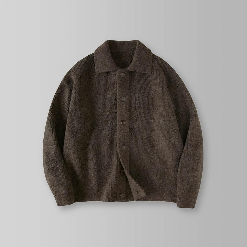 부클레 니트 가디건 자켓_Brown